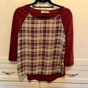 Plaid Burgundy Blouse